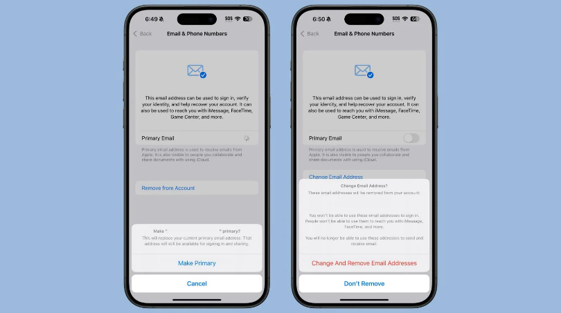 黎川苹果手机维修分享苹果 iOS 18.1 支持设置“主要”邮箱地址并更改 iCloud 邮箱 